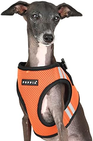 Puppia Soft Vest Dog Harness No Choke Step-in Reflective Triple Layered Breathable Mesh for Small and Medium Dog, Orange, X-Large