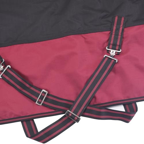 LEAFOREST 1200D Horse Blanket Waterproof Breathable Turnout (no Filling) Standard Neck Horse Sheet Black Red 81IN