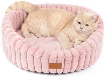 Avont Cat Bed for Indoor Cats, Fluffy Washable with Raised Rim