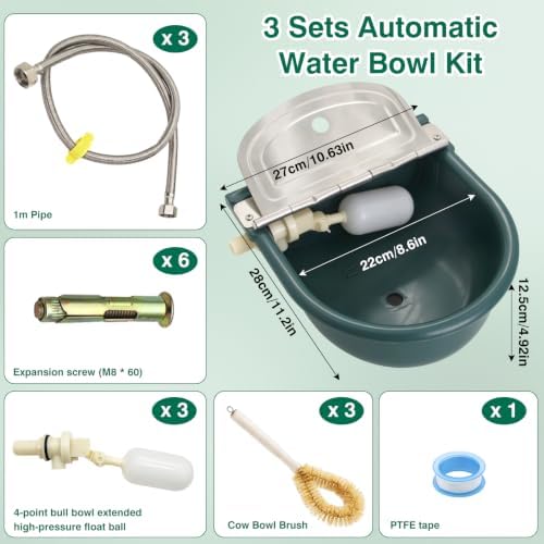 3 Set Automatic Water Bowl, Livestock Waterer for Cattle Dog Goat Sheep