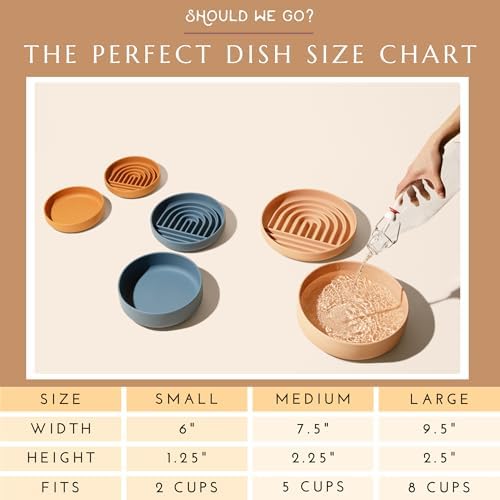 The Perfect Dish - Silicone Dog Bowl for Food & Water, 7.5"x2.25"- Cherry