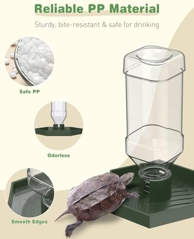 Pawfly Water Dispenser, Tortoise Water Dish, Snake Bearded Dragon Water Bowl, Reptile Terrarium Automatic Water Feeder Dispenser for Turtle Gecko Lizard and Chameleon, Small (Pack of 2)