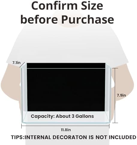 3 Gallon Hot-Bent Black-Back Fish Tank, Aquarium Fish Tank,Easy to Maintain Small Aquarium for Betta/Goldfish/Snails/Shrimp and Aquatic Planting, Perfect for Home, Office, and Decor