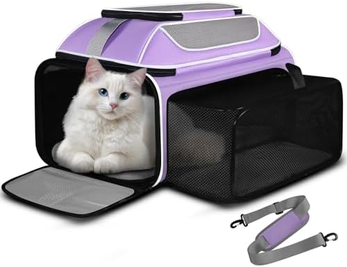 Petskd Top and Side Expandable Pet Carrier Airline Approved, Purple