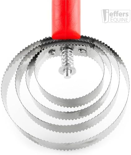 Jeffers Equine Reversible Shedding Curry Comb for Horses, Dual Stainless Steel Spring Teeth, 2-Sided Grooming Brush, Spring Action Rotating Head, Deep Cleaning Coat Grooming, Plastic Grip Handle, Red