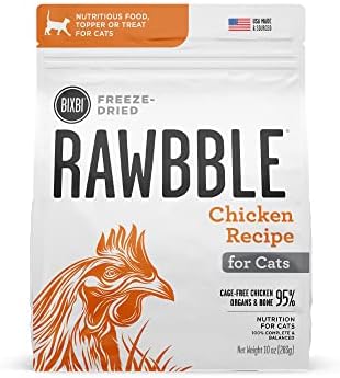 BIXBI Rawbble Freeze Dried Cat Food, Chicken Recipe, 3.5 oz - 95% Organs and Bone Raw Cat Food - USA Made