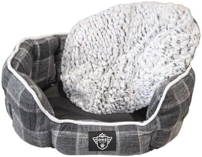 One for Pets Snuggle Pet Bed,Dog Bed, Cat Bed, Removable Washable Octagon Cuddle Bed,Anti Anxiety (Check Pattern, Small (18 Inch))