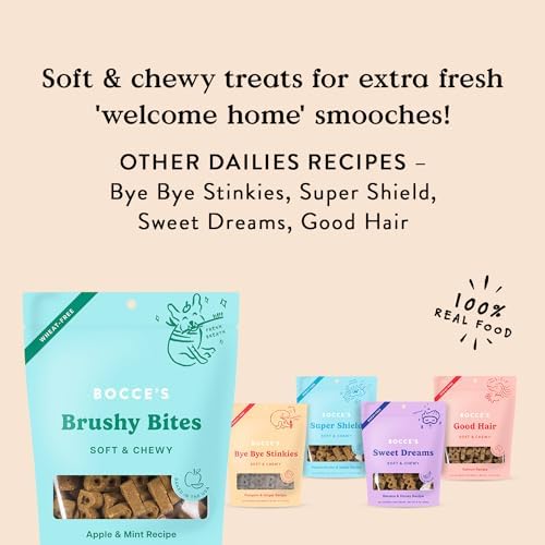 Bocce's Bakery Brushy Bites Soft Chewy Dog Treats, Apple Mint Flavor (6 oz)