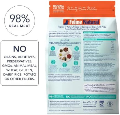 Feline Natural - High Protein Freeze Dried Dry Cat Food with 98% Meat
