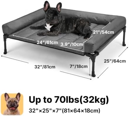 Veehoo Outdoor Elevated Dog Bed with Waterproof Bolster Cushion, Cooling