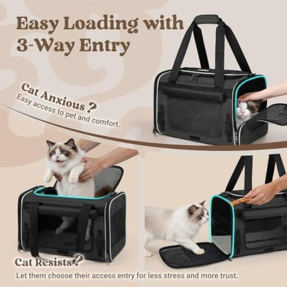 rabbitgoo Cat Carrier Soft with Rollable Flap, Travel Safe for Car Airline