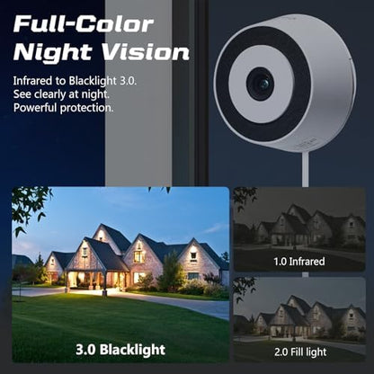 Window Cameras for Home Security: Indoor Camera for Outdoor Monitoring with 2K Full Color Night Vision Motion Human Vehicle Detection Easy Installation (2.4Ghz-2pcs)