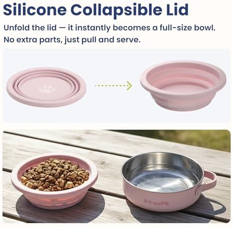 PawsPik 2-in-1 Travel Dog & Cat Bowl – Collapsible BPA-Free Silicone