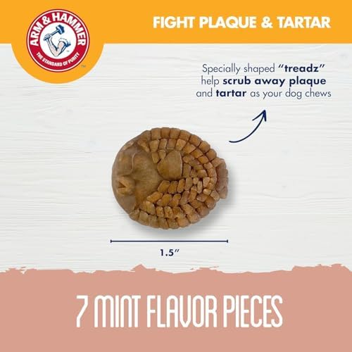 Arm & Hammer Mighties Treadz Dental Dog Treats, Puffer, Mint, 7 Ct, 2-Pk