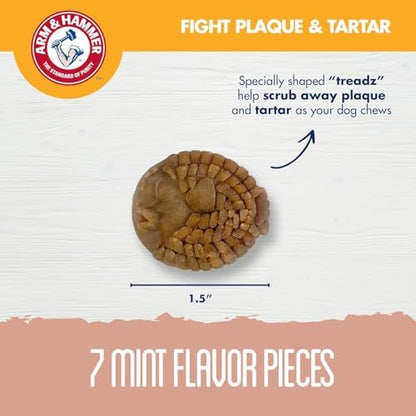 Arm & Hammer Mighties Treadz Dental Dog Treats, Puffer, Mint, 7 Ct, 2-Pk