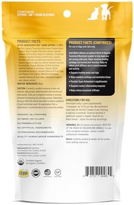 Om Mushroom Matrix Pet - Canine | Joint & Hip Function | USA Grown Human-Grade Organic Mushroom Powder Pet Supplement | Promotes Resilient Bones & Joints for Dogs & Cats | 100 Grams, 3.5 oz