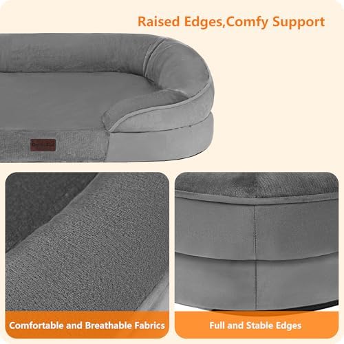 Dwanton Orthopedic Waterproof Large Dog Bed Sofa, Gel Memory Foam, 42"
