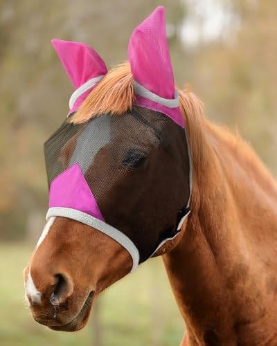 Hilltown Fly Mask for Horse with Ears - Full, Pink