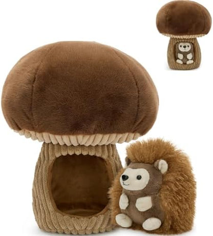 MaoGoLan 2pcs Hedgehog Stuffed Animal - 12" Mushroom Plush House with Stuffed Hedgehog, Soft Cute Hedgehog Plushie Toy for Kids Girls Boys Gift