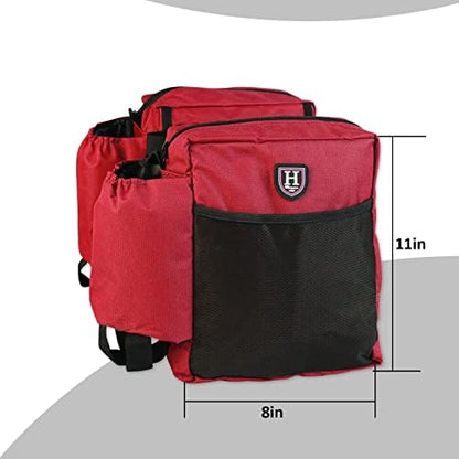 Harrison Howard Equestrian Western Saddle Bag Nylon Water Bottle/Gear Carrier Convenient Saddle Bag Red