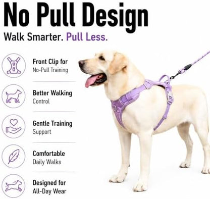 PawWave No Pull Dog Harness with Built-in Hidden AirTag & GPS Tracker Holder, Reflective Adjustable Escape-Proof Vest Harness for Small & Medium Dogs (Purple, XL)
