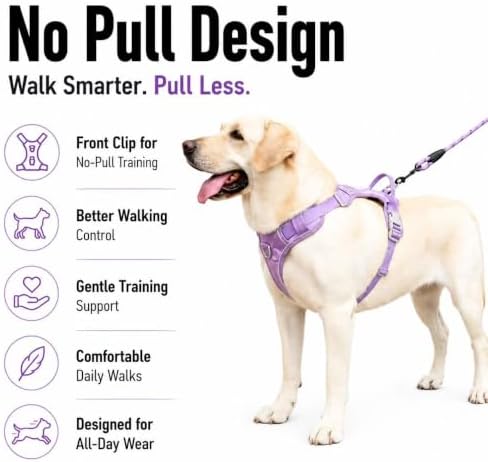 PawWave No Pull Dog Harness with Built-in Hidden AirTag & GPS Tracker Holder, Reflective Adjustable Escape-Proof Vest Harness for Small & Medium Dogs (Purple, S)