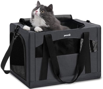 Pecute Cat Carrier Stable, Pet Carrier with Privacy Partition,Dark Gray
