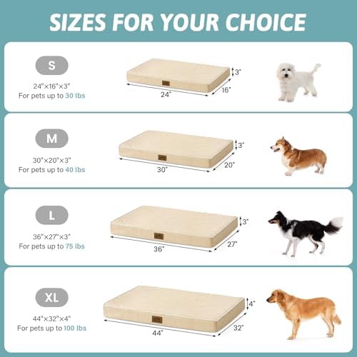 COZY KISS Cooling Orthopedic Dog Bed, Q-Max>0.5, Waterproof Lining, 44x32in