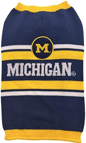 NCAA Michigan Wolverines Dog Sweater, Size Extra Large. Warm and Cozy Knit Pet Sweater with NCAA Team Logo, Best Puppy Sweater for Large and Small Dogs