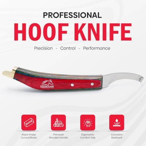 Equine Care Farrier Hoof Knife, Left-Handed, Brass Cap for Horse Shoeing