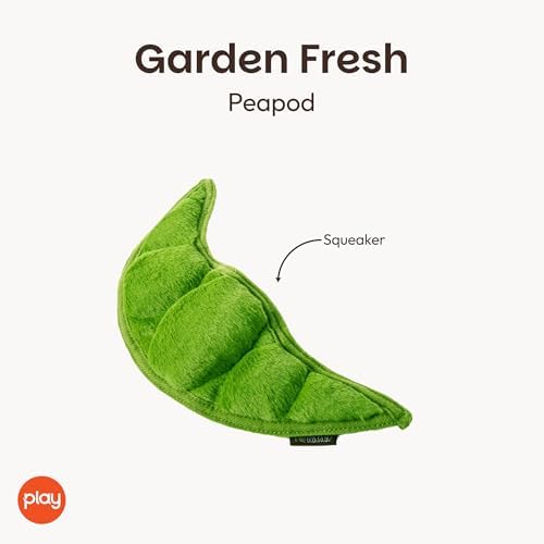 P.L.A.Y. Cute Plush Dog Toys - Fruit & Vegetable Themed Durable Squeaker Chew Toy, Great for Puppies & Small, Medium, Large Dogs - Machine Washable, Recycled Materials (Garden Fresh Peapod, X-Small)