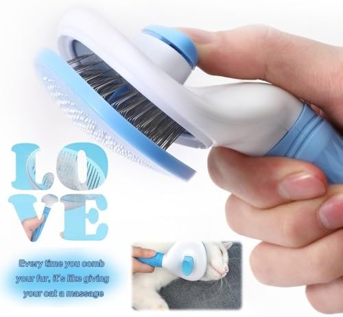Cat Brush Self Cleaning, Ergonomic Handle,Slicker Cat Brush with Release Button,Tool Suitable for Cats and Dogs Pet Hair Cleaner, Easy to Remove Loose Undercoat ﻿ ﻿