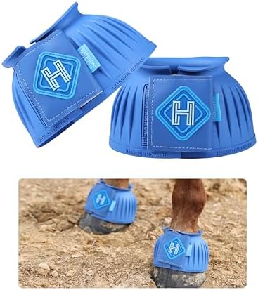 Harrison Howard Rubber Bell Boots for Horses, Hoof Overreach Protection for Horses, w/Upgraded Leather Touch Tape