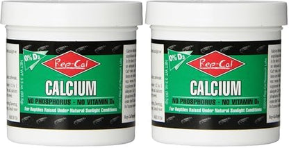 Rep-Cal 52298 Phosphorous-Free Calcium Powder Reptile/Amphibian Supplement Without Vitamin D3, 4.1 oz,White (Pack of 2)