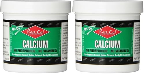 Rep-Cal 52298 Phosphorous-Free Calcium Powder Reptile/Amphibian Supplement Without Vitamin D3, 4.1 oz,White (Pack of 2)