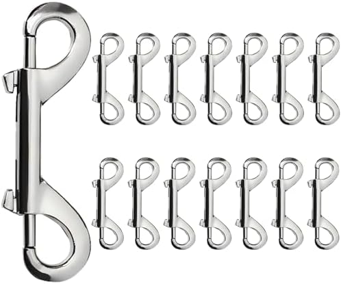 Double Ended Bolt Snaps Hook Zinc Alloy Double Trigger Metal Clips for Hanging Horse Tack Sling Feed Barns Water Buckets Linking Dog Leash Collar Leash Key Chain Horse Feeding Supplies 15 Pieces
