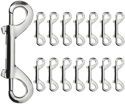Double Ended Bolt Snaps Hook Zinc Alloy Double Trigger Metal Clips for Hanging Horse Tack Sling Feed Barns Water Buckets Linking Dog Leash Collar Leash Key Chain Horse Feeding Supplies 15 Pieces