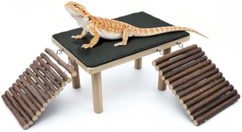 Bearded Dragon Basking Platform with Climbing Ramp,Reptile Basking Rock,L