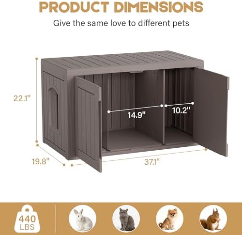 Cat Litter Box Enclosure, Covered Cat Litter Box with Adjustable Partition, Multi-Functional Hidden Enclosed Litter Box Furniture, Easy to Clean & Assemble, Dark Grey