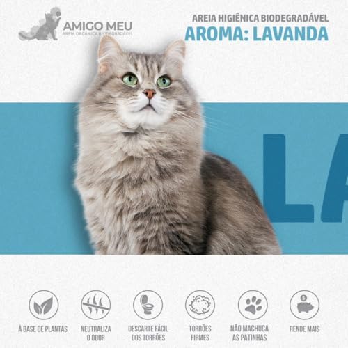 Natural Cassava Cat Litter – Flushable, Strong Clumping & Biodegradable – Dust-Free, Low Tracking & Superior Odor Control – Soft Fine Grains for Sensitive Paws – Eco-Friendly & Plant-Based (Lavender)