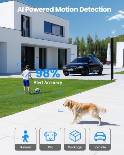 VIZIUUY 3MP Solar Security Cameras Wireless Outdoor, IP66 Weatherproof