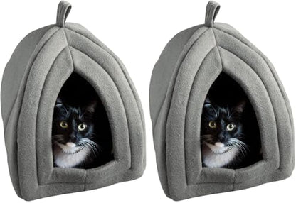 Cat House - Indoor Bed with Removable Foam Cushion - Pet Tent for Puppies, Rabbits, Guinea Pigs, Hedgehogs, and Other Small Animals by PETMAKER (Pack of 2)