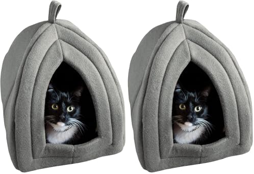 Cat House - Indoor Bed with Removable Foam Cushion - Pet Tent for Puppies, Rabbits, Guinea Pigs, Hedgehogs, and Other Small Animals by PETMAKER (Pack of 2)