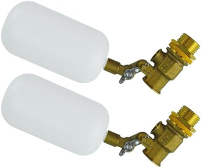 2 Pack Float Ball Valve, 1/2 Inch Brass Water Float Valve with Adjustable Arm, Automatic Water System Filler for Livestock Water Trough, Water Tank, Fountain, Automatic Waterer Bowl Dog Horse
