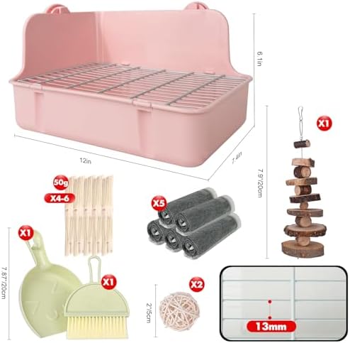 RUBYHOME Rabbit Litter Box Bunny Litter Box Guinea Pig Potty Trainer Corner Bedding Pet Potty Pan for Rabbit Guinea Pig Ferret Small Animal Cage Accessories