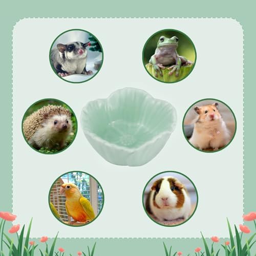 Small Ceramic Pet Hamster Bowl, Easy to Clean Anti Flipping Hamsters Food and Water Bowl, Small Animal Bowls for Dwarf Hamster, Parrots (Blue, s)