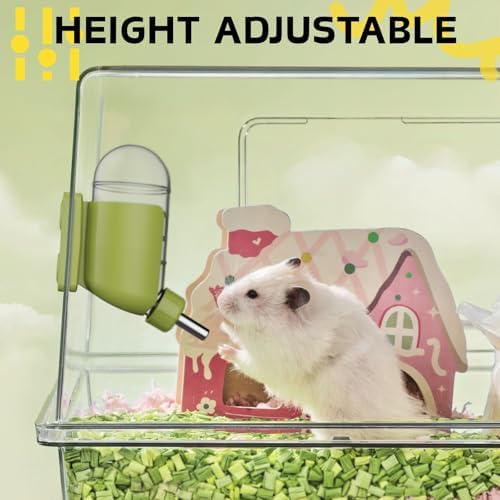 Hamster Water Bottle with Magnetic Stents, Water Bottle Holder for Glass Tanks, Suitable for Syrian Dwarf Hamsters Gerbils Mice Rats Degus (Grey, 7 oz (Magnetic-Mounted))