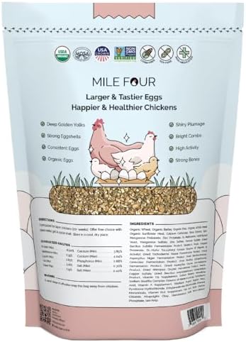 Mile Four Organic Chicken Feed, Layer Mash, Non-GMO, US Grown 2 lbs(2 Pack)