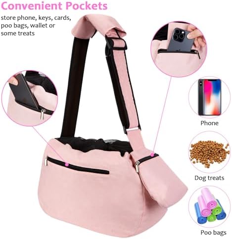 Ownpets XL Dog Sling 15-25lbs, Hands-Free Carrier with Bottom Support Pad