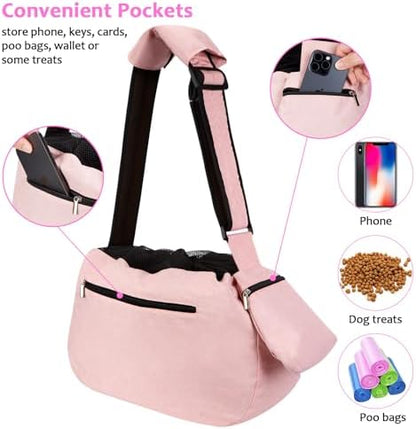Ownpets XL Dog Sling 15-25lbs, Hands-Free Carrier with Bottom Support Pad